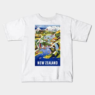 Vintage Travel Poster New Zealand Kids T-Shirt